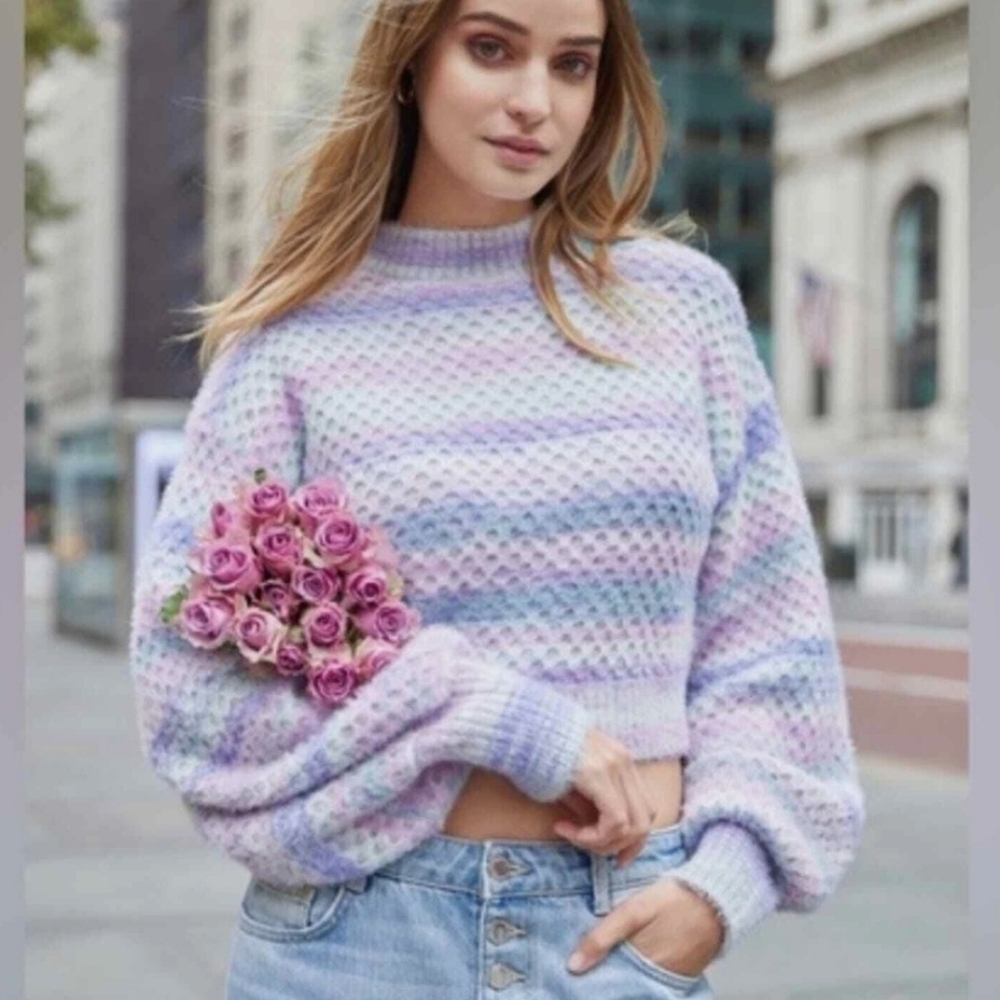 NWT For Love and Lemons Cozy Crop Sweater Sz L